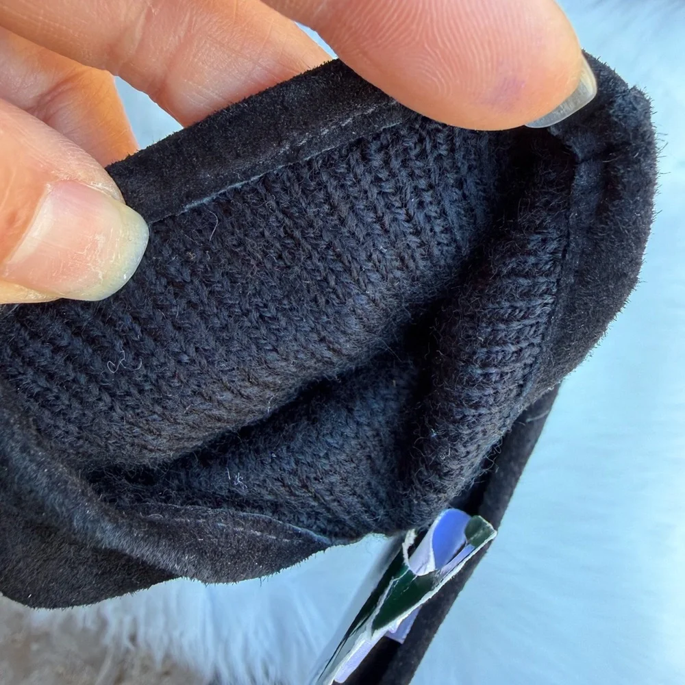 OUTBROOK Vintage Women's Black Suede Gloves Elegant Winter Accessory New Sz-M. W
